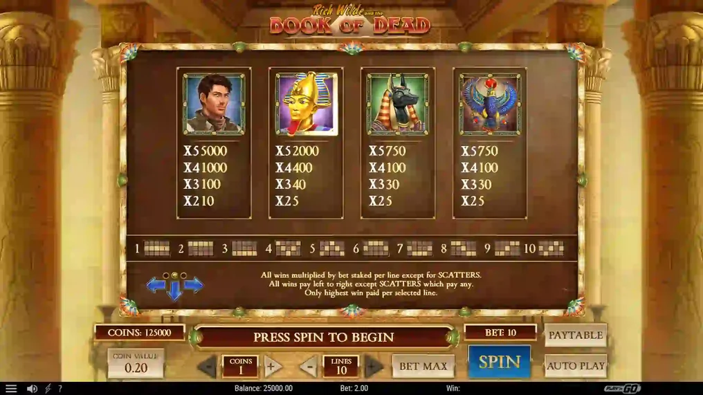 Book of Dead play